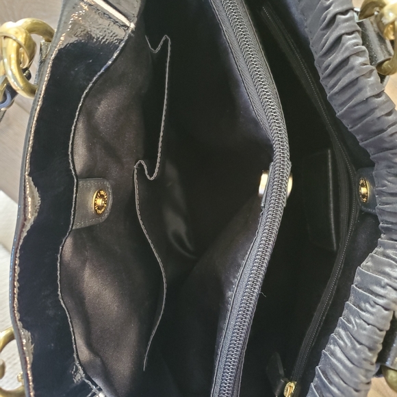 VINTAGE COACH, Ashley Gathered Satin Carryall Tote. BLACK, - Picture 13 of 15